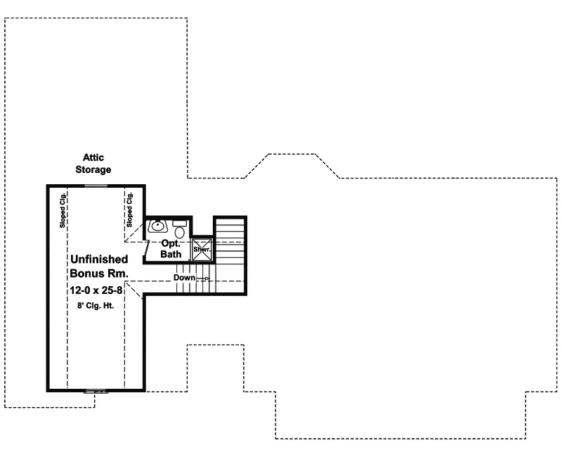 Ranch House Plan Bonus Room - Skidmoore Country Home 077D-0168 - Shop House Plans and More