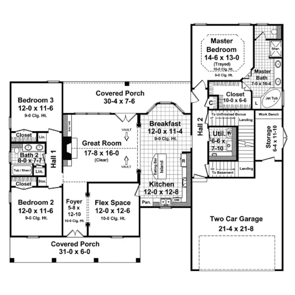 Country House Plan First Floor - Fairlane Place Southern Home 077D-0169 - Search House Plans and More