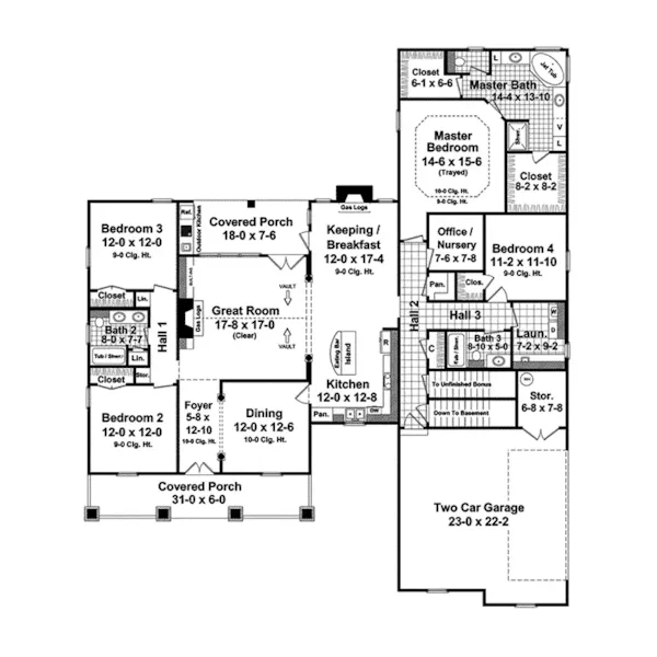 Traditional House Plan First Floor - Graybridge Southern Home 077D-0174 - Search House Plans and More