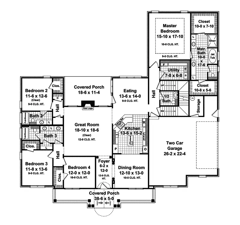 Traditional House Plan First Floor - Kenilworth Country Home 077D-0175 - Search House Plans and More