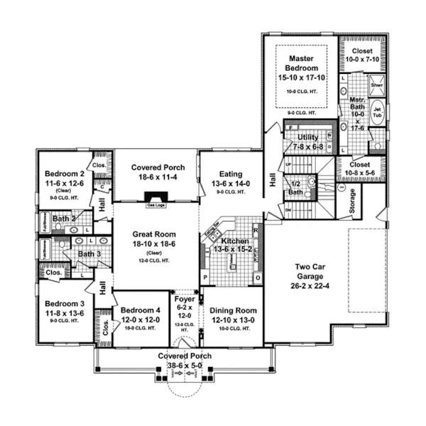 Traditional House Plan First Floor - Kenilworth Country Home 077D-0175 - Search House Plans and More