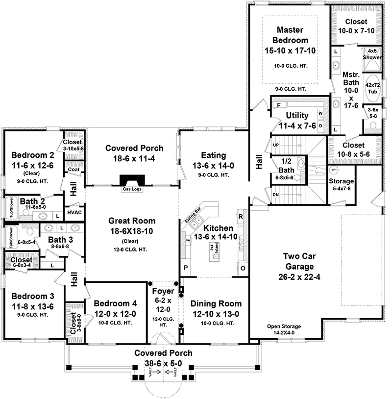 European House Plan First Floor - Comanche Country Home 077D-0176 - Search House Plans and More