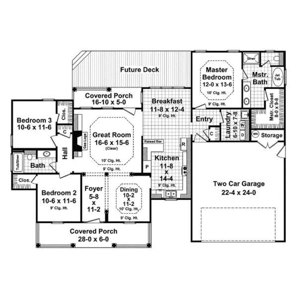 Country House Plan First Floor - Willow Knoll Southern Home 077D-0177 - Shop House Plans and More