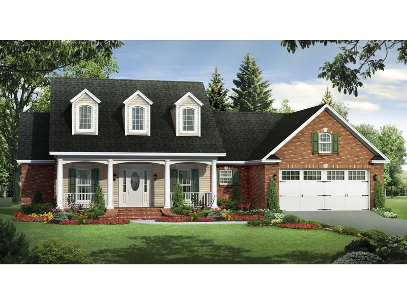 Comfortable Country Southern Design With Triple Dormers