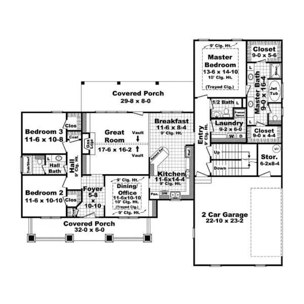 Ranch House Plan First Floor - Boylan Heights Craftsman Home 077D-0181 - Search House Plans and More