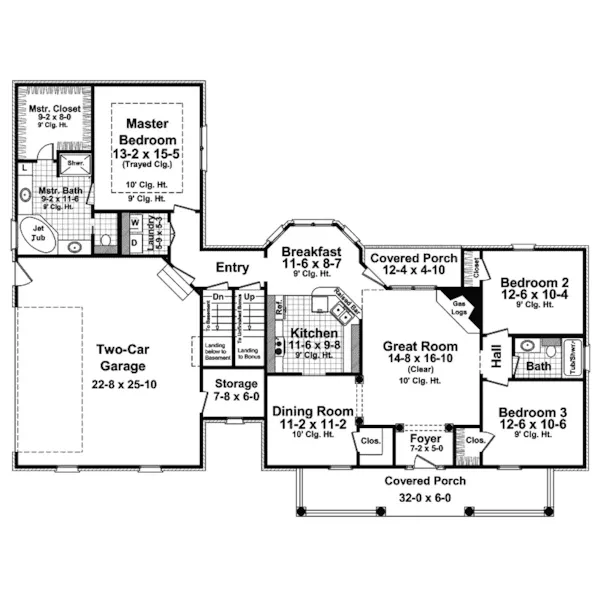 Country House Plan First Floor - Novella Ranch Home 077D-0186 - Shop House Plans and More