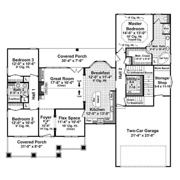 Country House Plan First Floor - Twigwood Craftman Style Home 077D-0187 - Shop House Plans and More