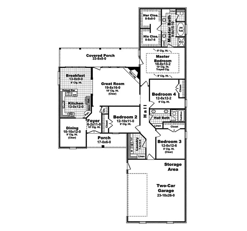 Traditional House Plan First Floor - Hastings Ridge Ranch Home 077D-0190 - Search House Plans and More