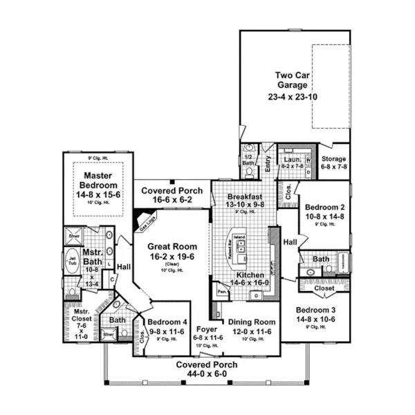 Farmhouse Plan First Floor - Boschert Country Ranch Home 077D-0191 - Search House Plans and More