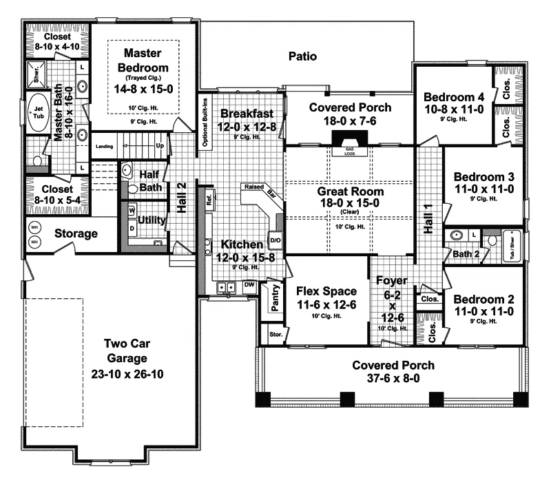 Cabin & Cottage House Plan First Floor - Escondido Arts And Crafts Home 077D-0193 - Search House Plans and More