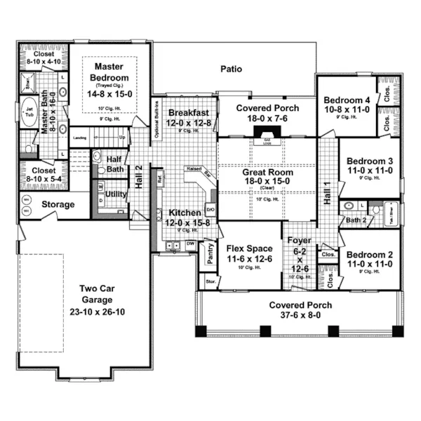 Ranch House Plan First Floor - Escondido Arts And Crafts Home 077D-0193 - Search House Plans and More