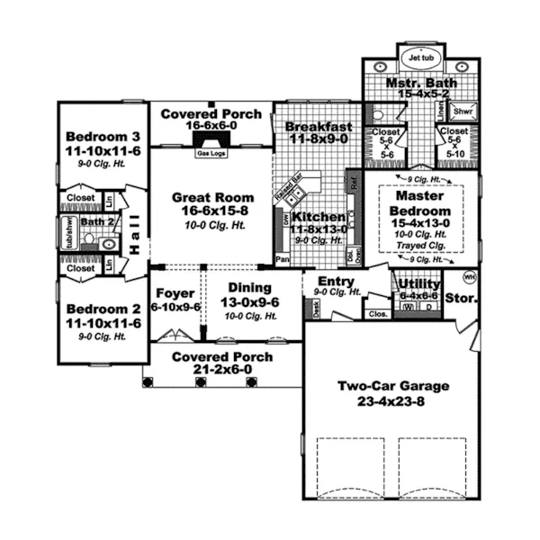 Tudor House Plan First Floor - Cooper Spring Traditional Home 077D-0194 - Search House Plans and More