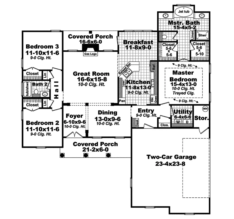 European House Plan First Floor - Hanbury Traditional Home 077D-0195 - Search House Plans and More