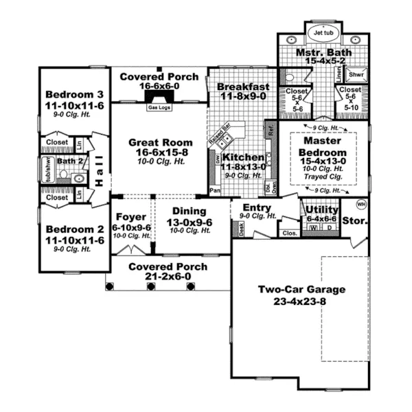 Traditional House Plan First Floor - Hanbury Traditional Home 077D-0195 - Search House Plans and More