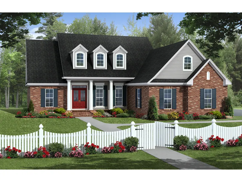 Ranch House Plan Front of Home - Hanbury Traditional Home 077D-0195 - Search House Plans and More