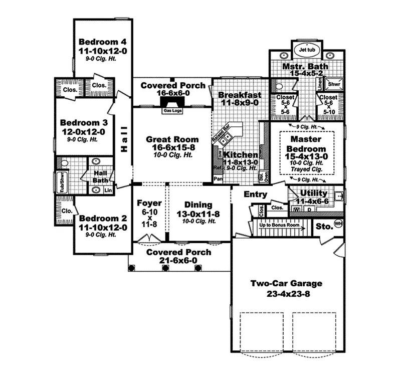 Tudor House Plan First Floor - Caravaggio Traditional Home 077D-0196 - Search House Plans and More