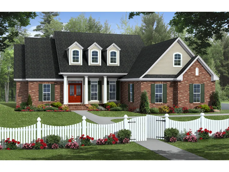 European House Plan Front of Home - Dulin Creek Traditional Home 077D-0197 - Search House Plans and More