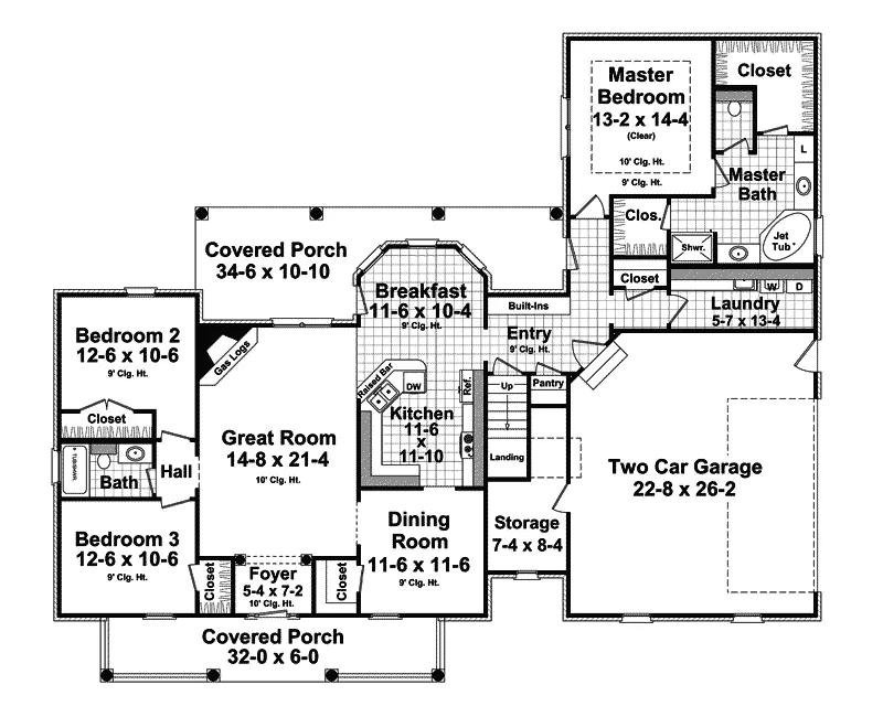 Craftsman House Plan First Floor - Mandy Traditional Home 077D-0199 - Shop House Plans and More