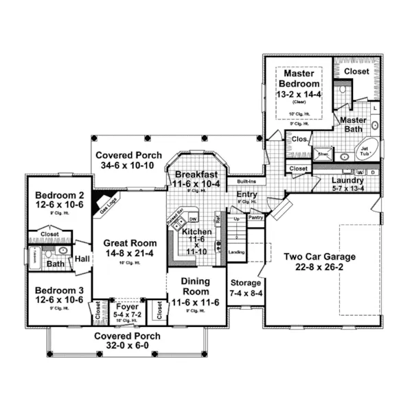 Ranch House Plan First Floor - Mandy Traditional Home 077D-0199 - Shop House Plans and More