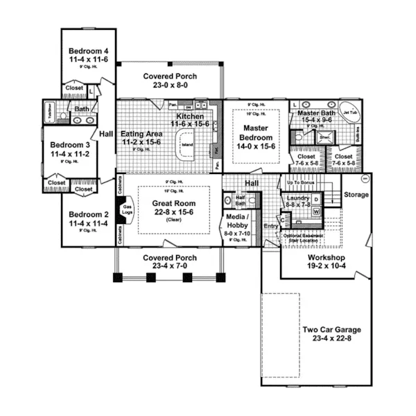 European House Plan First Floor - Palomino Path Craftsman Home 077D-0200 - Shop House Plans and More