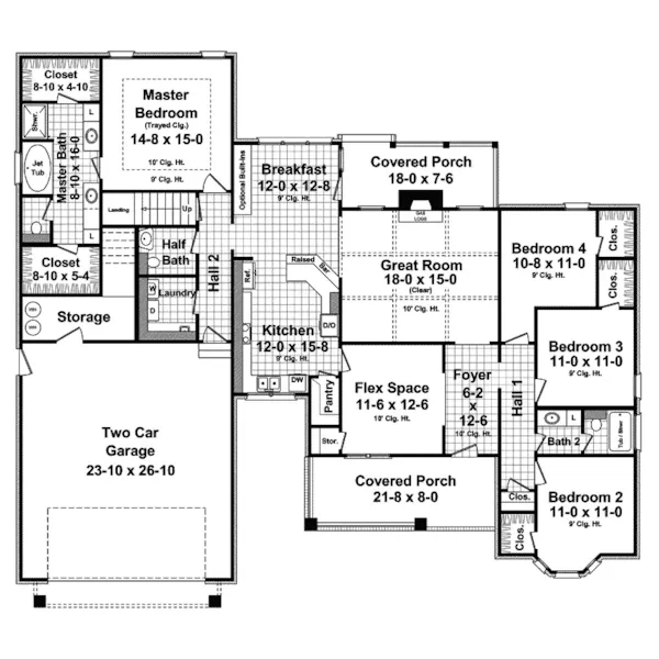 European House Plan First Floor - Comstock Prairie Country Home 077D-0201 - Search House Plans and More