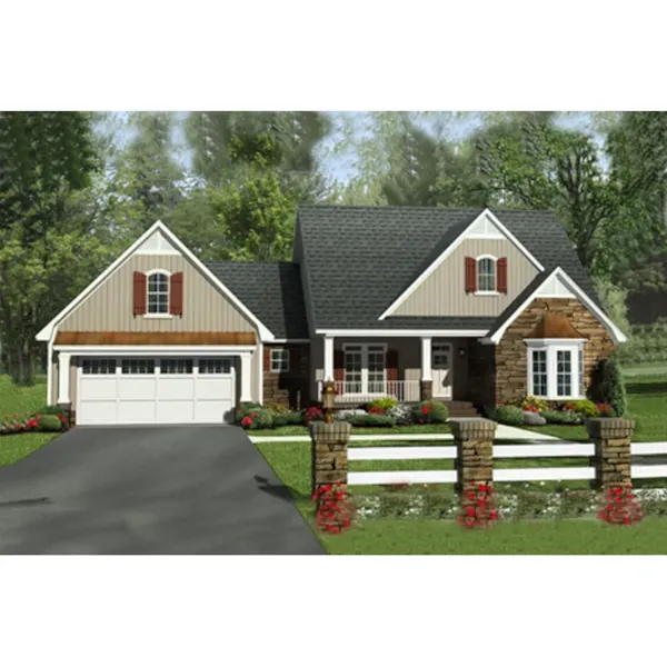 European House Plan Front of Home - Comstock Prairie Country Home 077D-0201 - Search House Plans and More