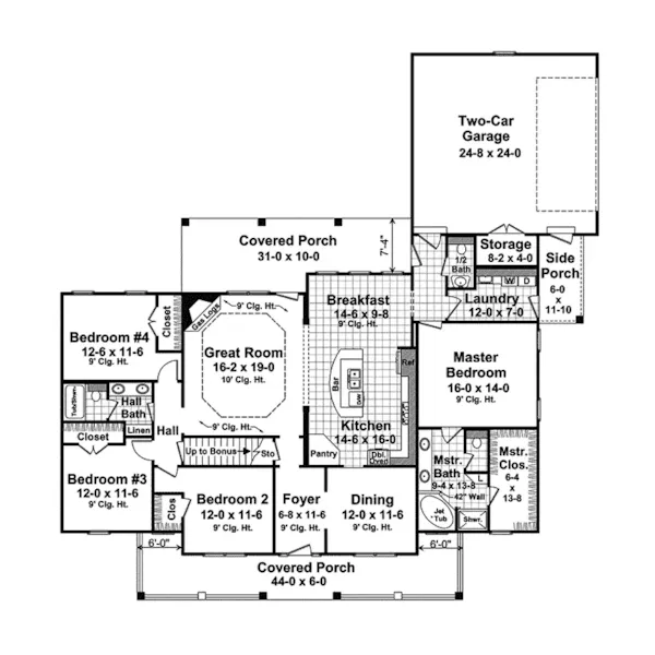 Craftsman House Plan First Floor - Pacland Place Craftsman Home 077D-0202 - Shop House Plans and More