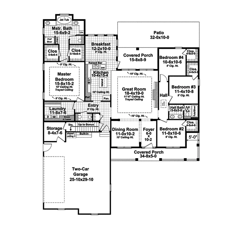 Traditional House Plan First Floor - Sherwood Field Country Home 077D-0204 - Shop House Plans and More