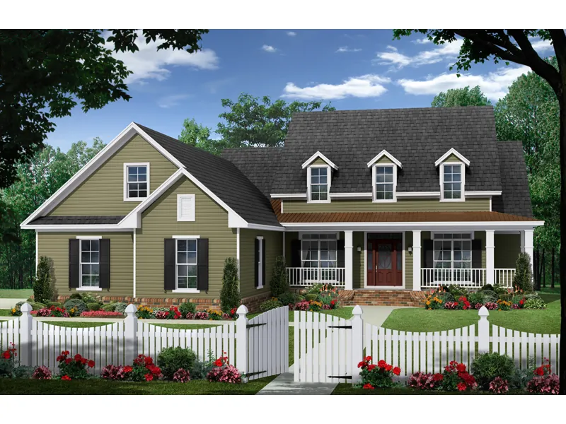 Traditional House Plan Front of Home - Sherwood Field Country Home 077D-0204 - Shop House Plans and More