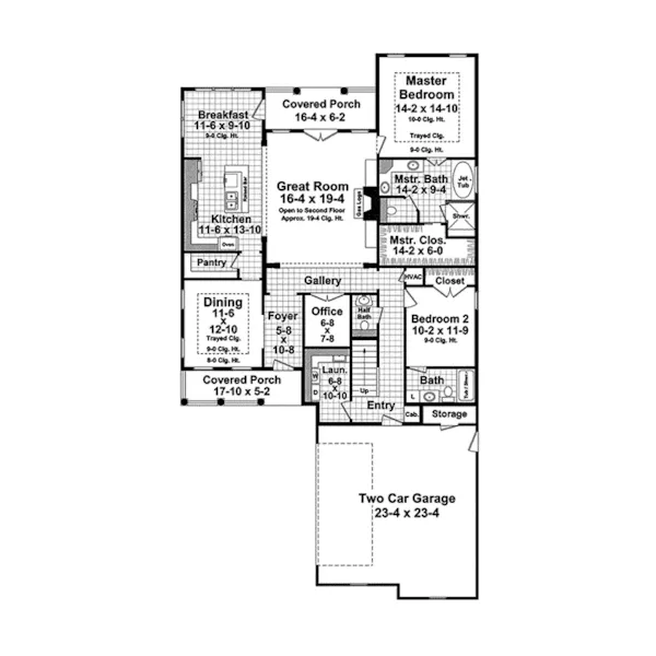 Traditional House Plan First Floor - Riverbend Country Farmhouse 077D-0205 - Shop House Plans and More