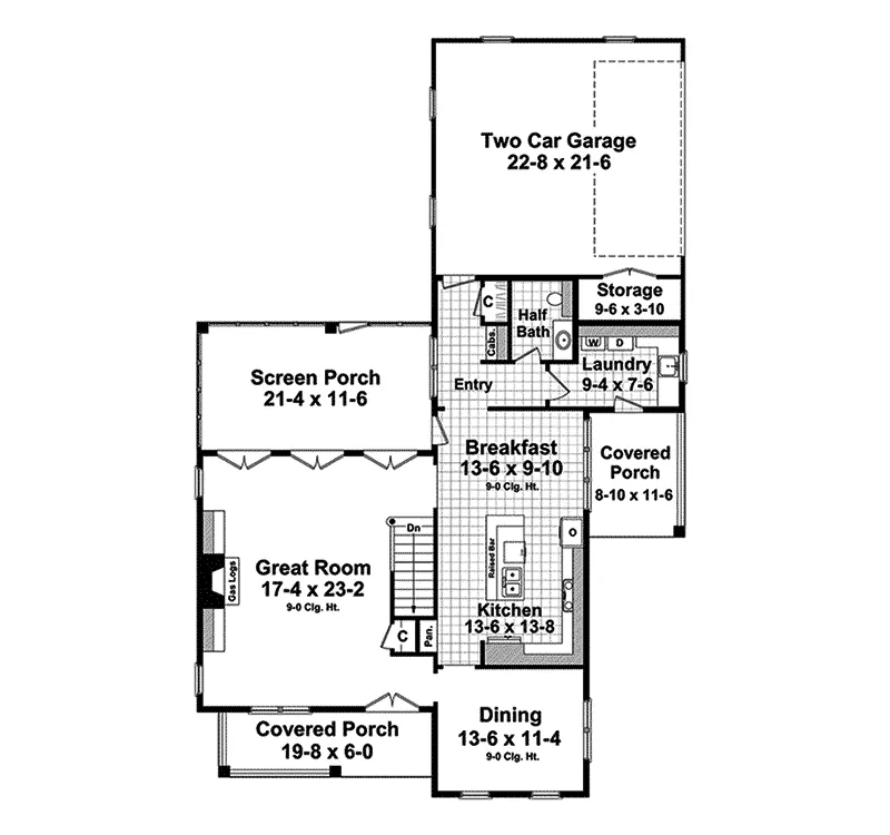 Country House Plan First Floor - August Traditional Home 077D-0206 - Search House Plans and More