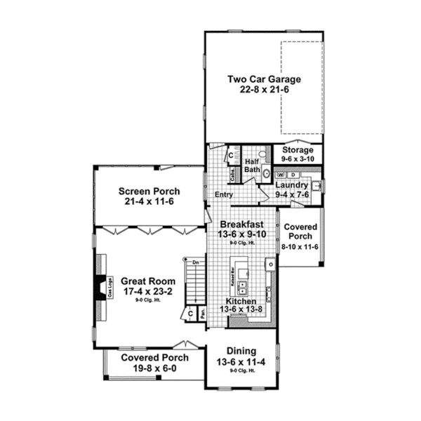 Farmhouse Plan First Floor - August Traditional Home 077D-0206 - Search House Plans and More