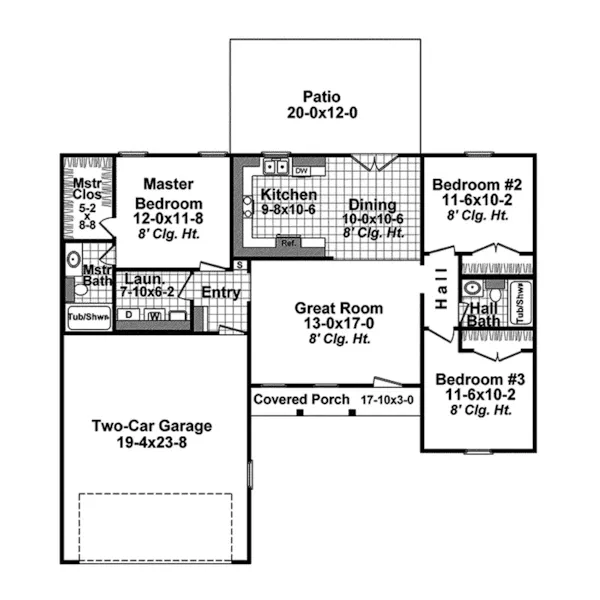 Ranch House Plan First Floor - Duncan Farm Country Home 077D-0208 - Search House Plans and More