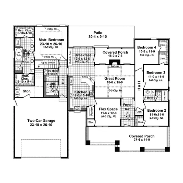 Country House Plan First Floor - Upmoore Craftsman Home 077D-0209 - Shop House Plans and More