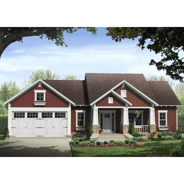 Arts & Crafts House Plan Front of Home - Kelly Leaf Craftsman Ranch Home 077D-0213 - Search House Plans and More