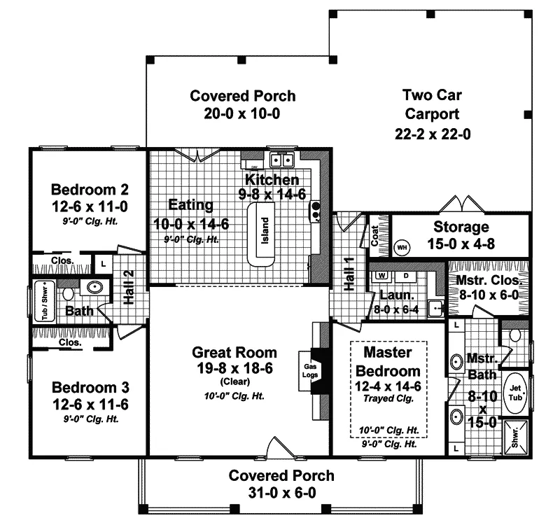 Tudor House Plan First Floor - Lyndemill Southern Home 077D-0216 - Shop House Plans and More