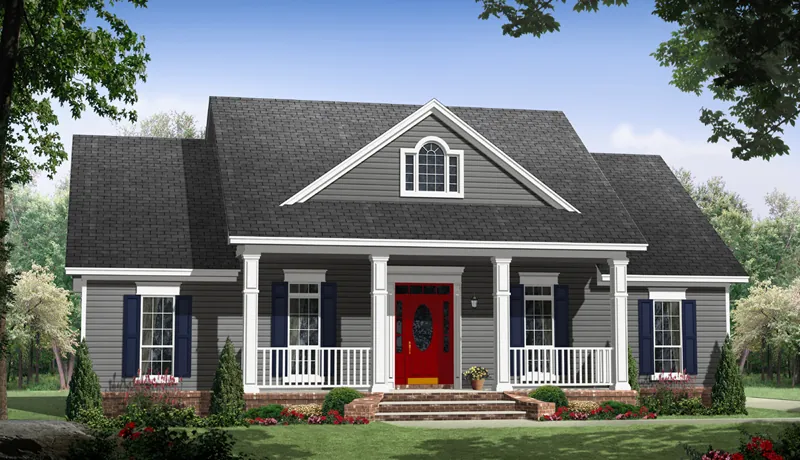 Traditional House Plan Front of Home - Lyndemill Southern Home 077D-0216 - Shop House Plans and More