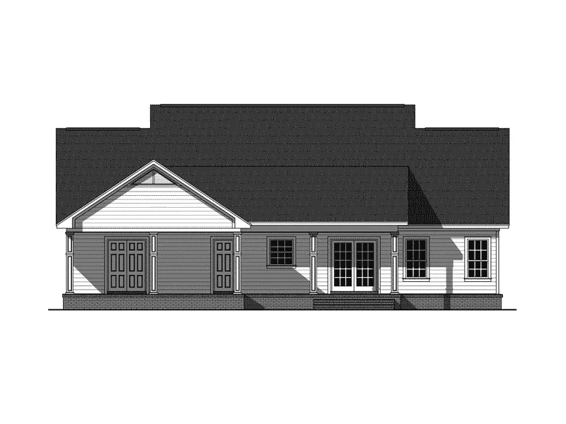 Ranch House Plan Rear Elevation - Lyndemill Southern Home 077D-0216 - Shop House Plans and More