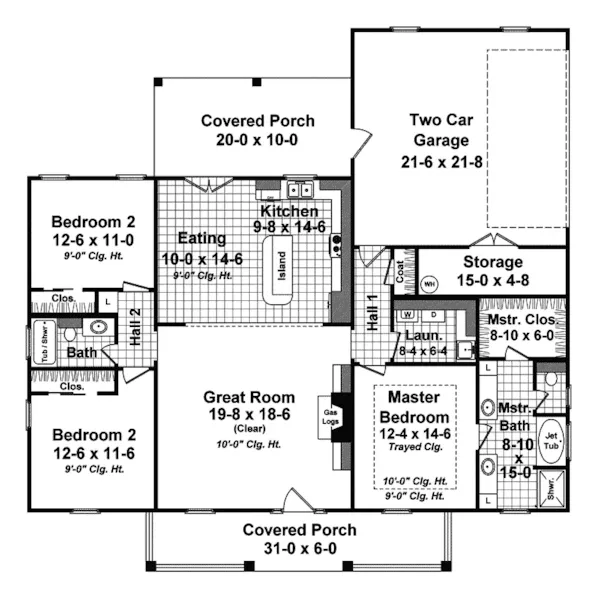 Country House Plan First Floor - Glenmore Creole Acadian Home 077D-0217 - Search House Plans and More