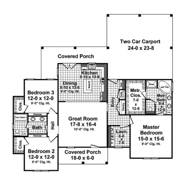 Traditional House Plan First Floor - Shinnecock Run Rustic Home 077D-0218 - Shop House Plans and More