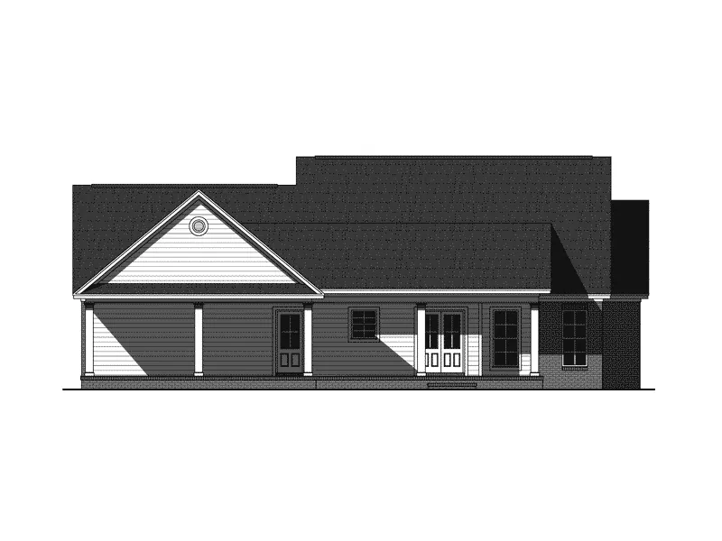 Country French House Plan Rear Elevation - Shinnecock Run Rustic Home 077D-0218 - Shop House Plans and More