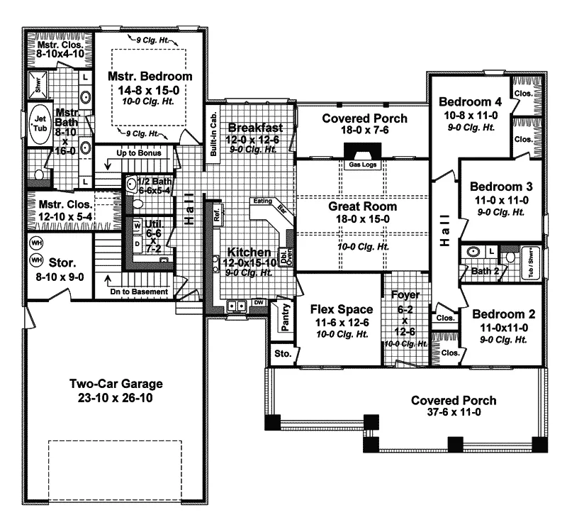 Craftsman House Plan First Floor - Kadina Craftsman Home 077D-0219 - Search House Plans and More