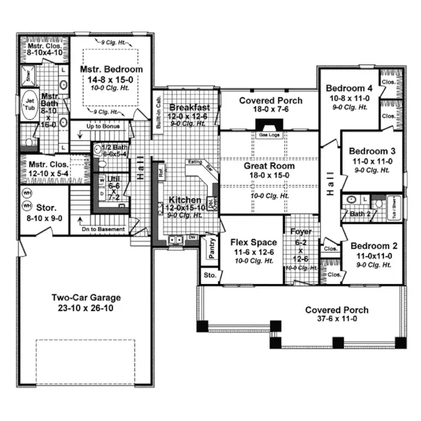 Ranch House Plan First Floor - Kadina Craftsman Home 077D-0219 - Search House Plans and More