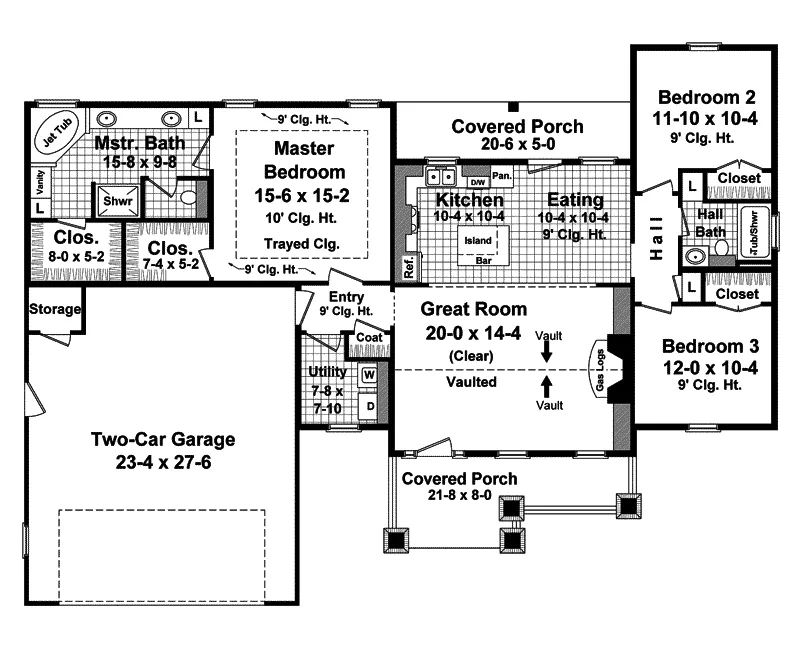 Ranch House Plan First Floor - Silver Lake Craftsman Home 077D-0222 - Shop House Plans and More