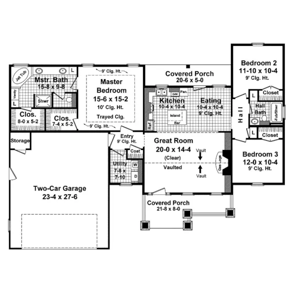 Ranch House Plan First Floor - Silver Lake Craftsman Home 077D-0222 - Shop House Plans and More