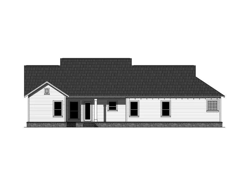 Ranch House Plan Rear Elevation - Silver Lake Craftsman Home 077D-0222 - Shop House Plans and More
