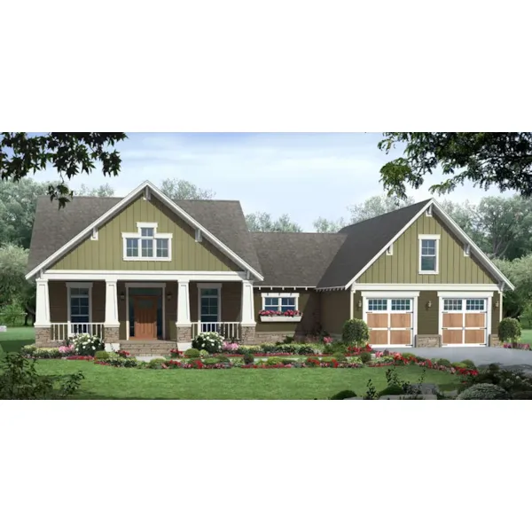 Craftsman House Plan Front of Home - Kirkham Park Craftsman Home 077D-0223 - Search House Plans and More