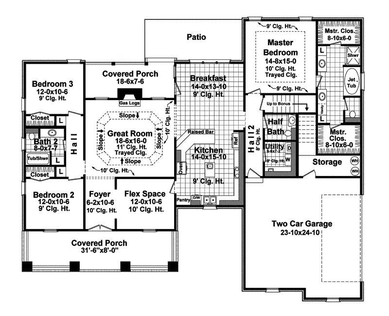 Craftsman House Plan First Floor - Victoria Park Country Home 077D-0225 - Shop House Plans and More
