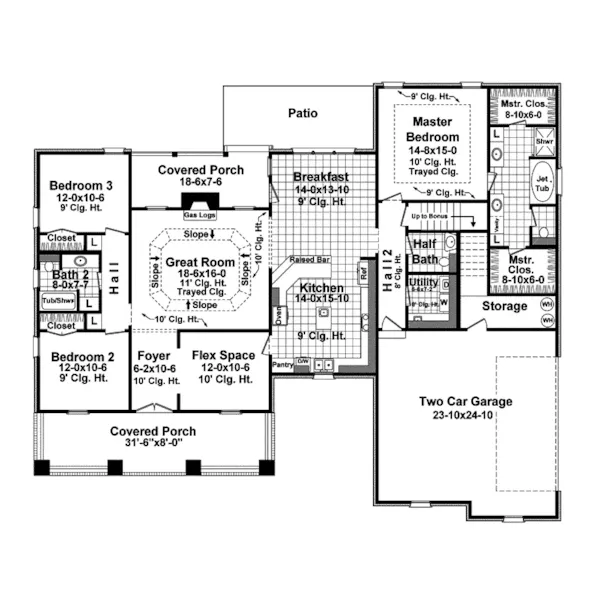 Ranch House Plan First Floor - Victoria Park Country Home 077D-0225 - Shop House Plans and More