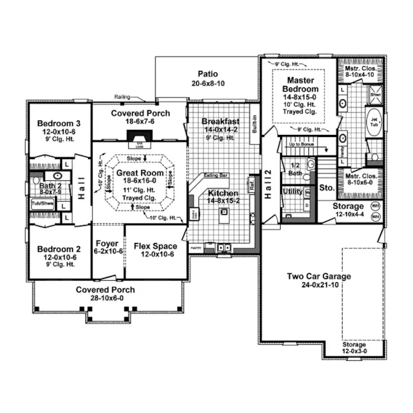 Ranch House Plan First Floor - Clarissa Traditional Home 077D-0226 - Search House Plans and More